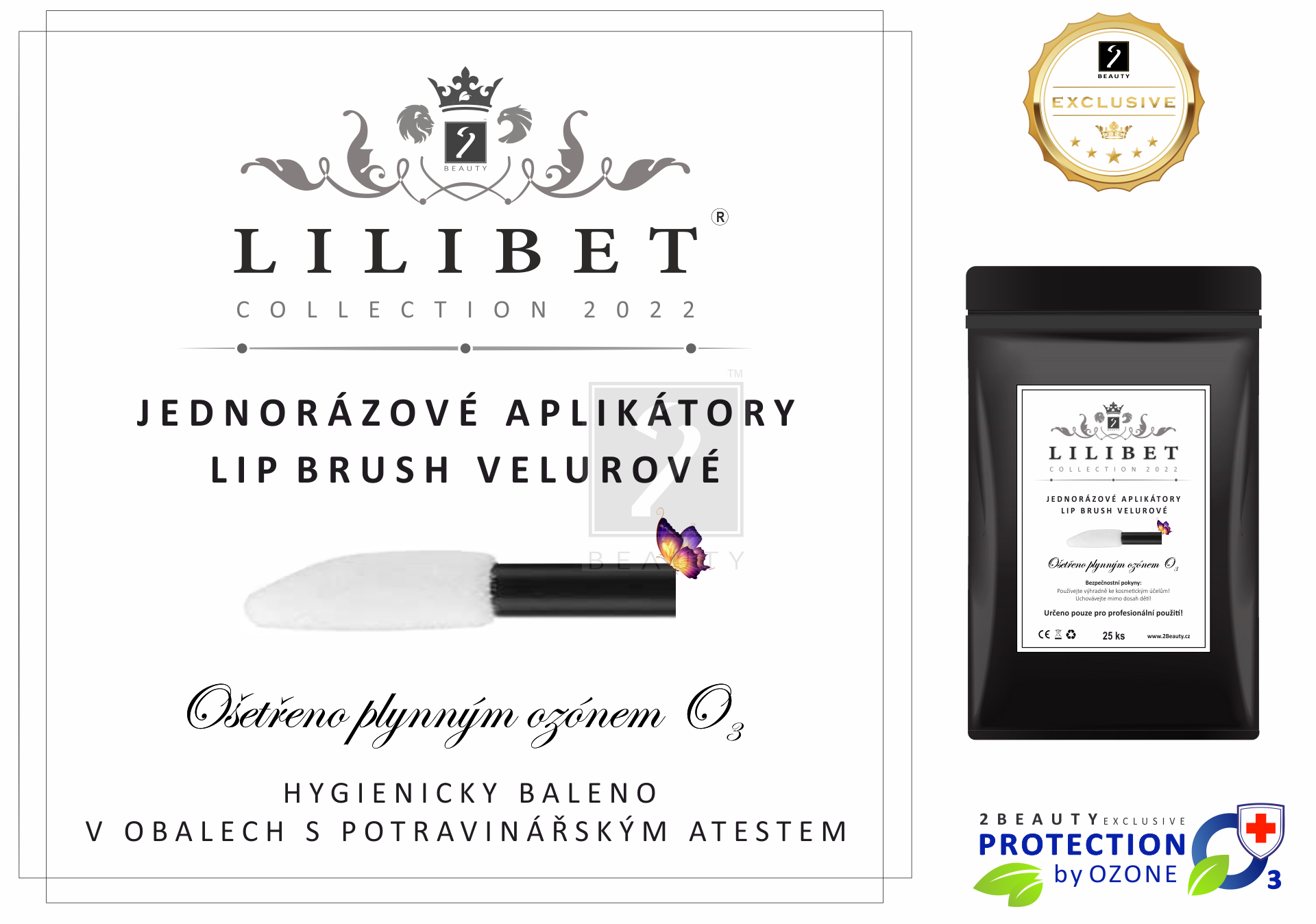 Jednorázové velurové aplikátory LipBrush, kolekce Lilibet Collection 2022