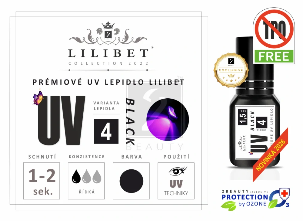 Lilibet UV4 Black - Superprémiové UV lepidlo, černé