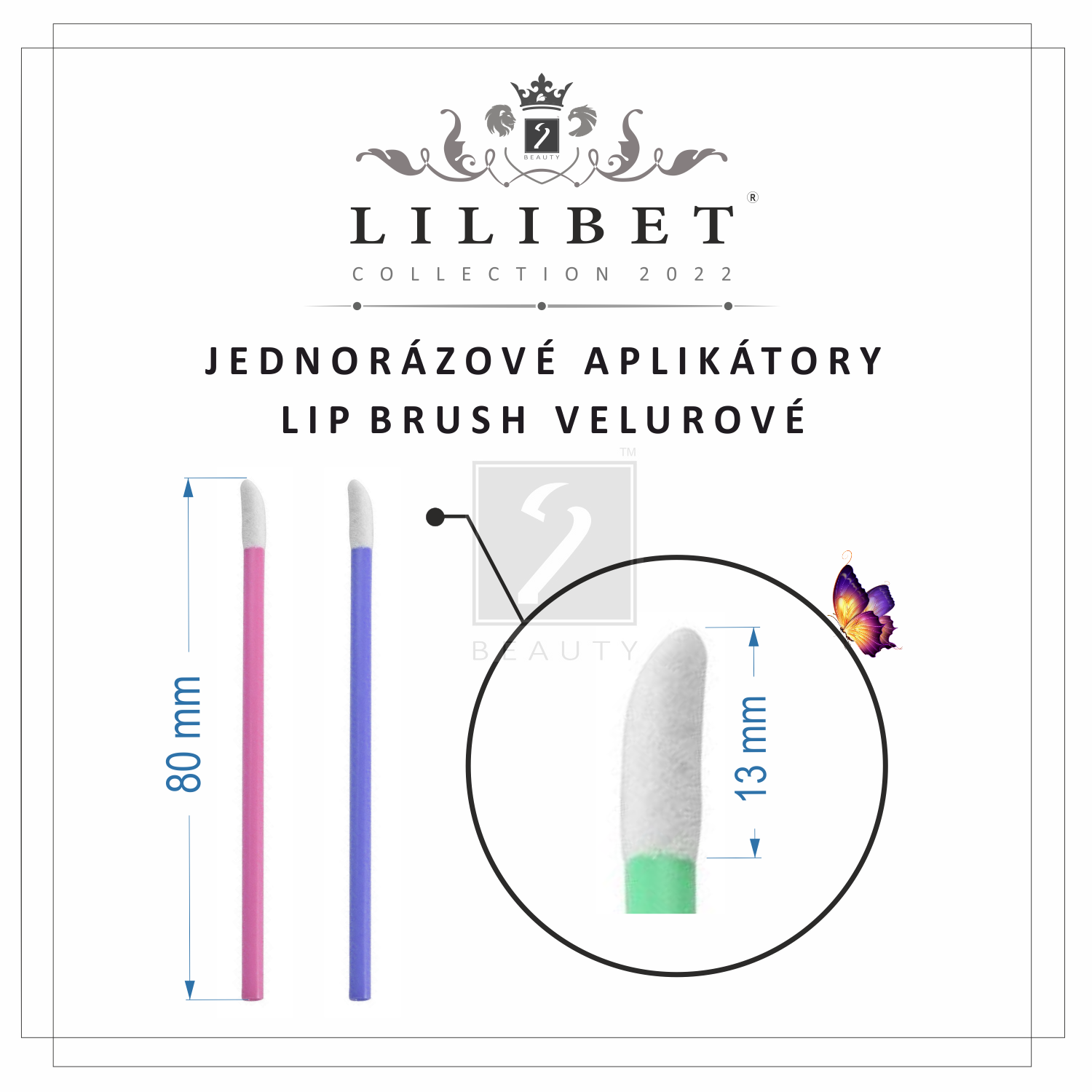 Jednorázové velurové aplikátory LipBrush, kolekce Lilibet Collection 2022
