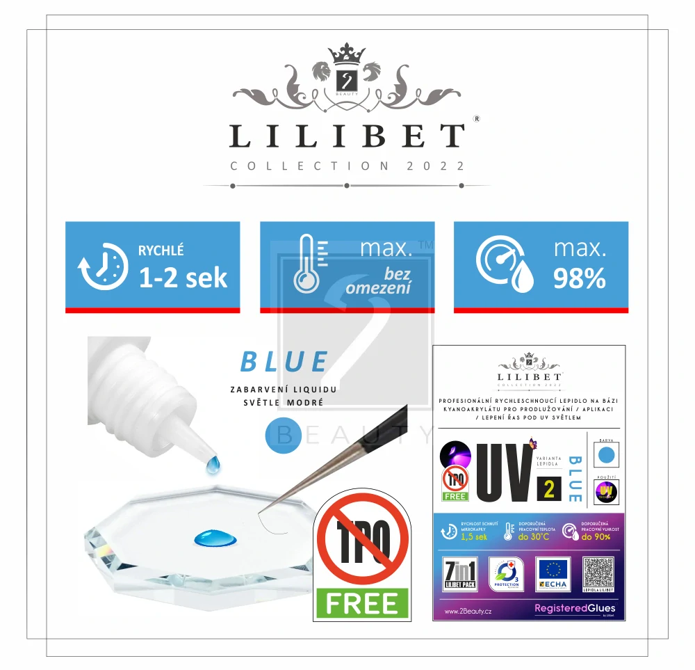 Lilibet UV2 Blue - Superprémiové UV lepidlo, světle modré 