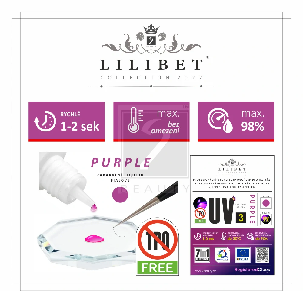 Lilibet UV3 Purple - Superprémiové UV lepidlo, nachové