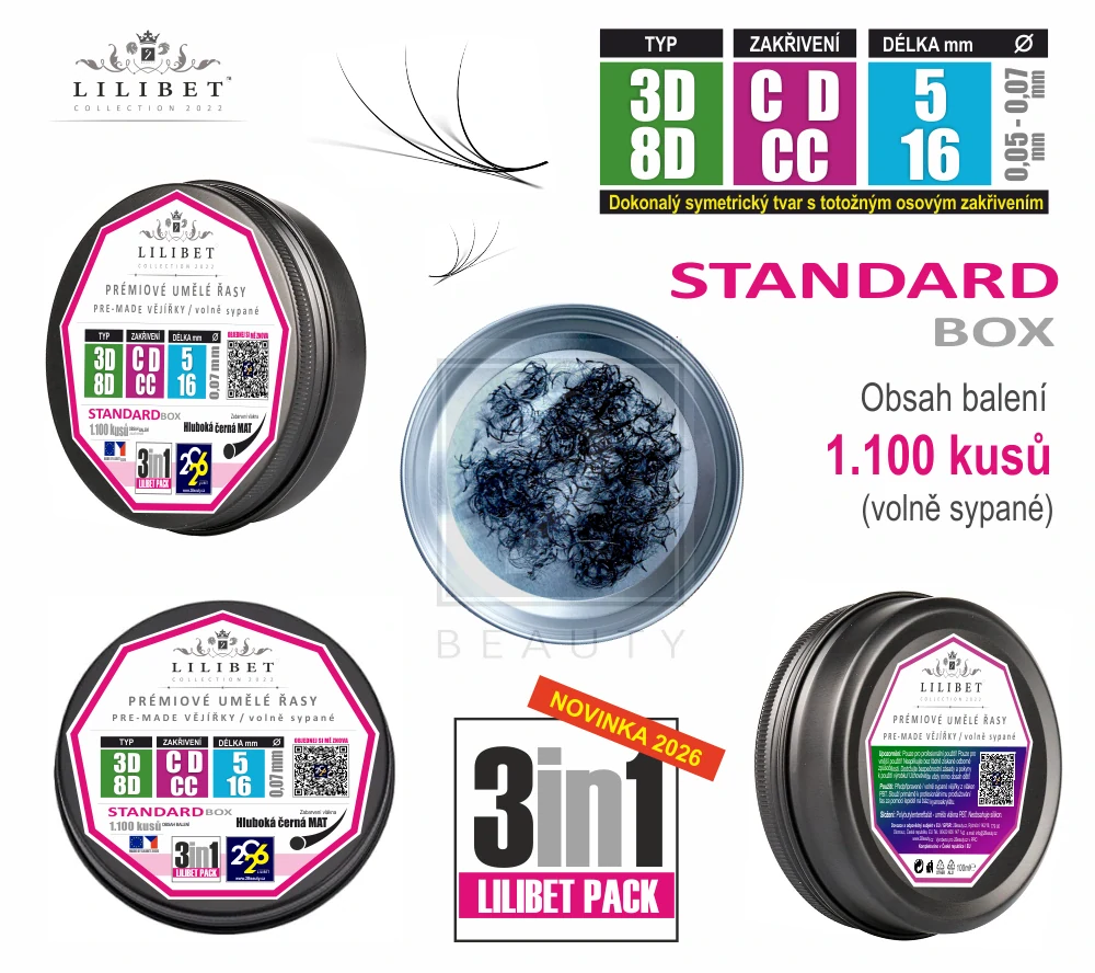 1.100 kusů - Superprémiové pre-made vějířky Lilibet Collection 2022 (STANDARD BOX)