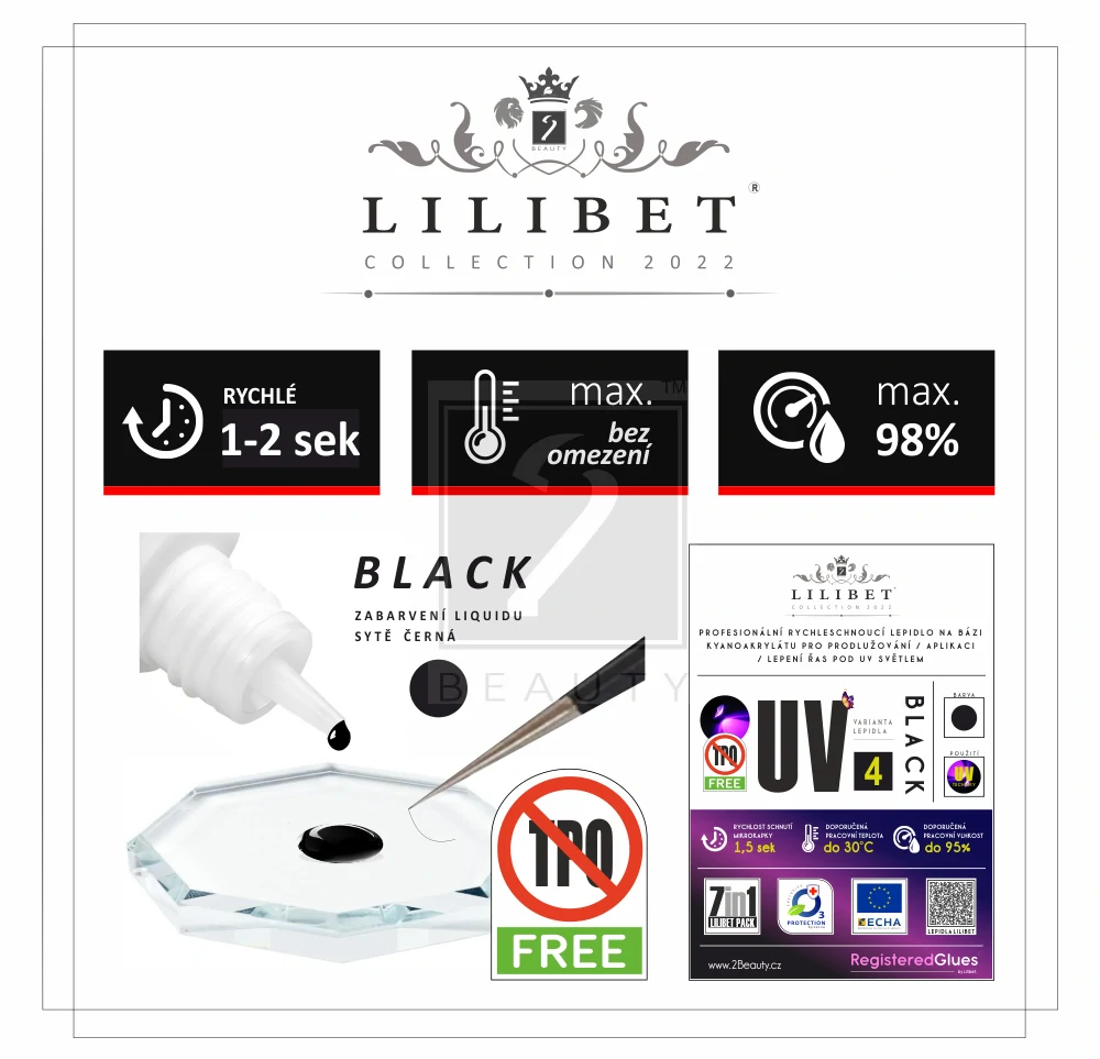 Lilibet UV4 Black - Superprémiové UV lepidlo, černé