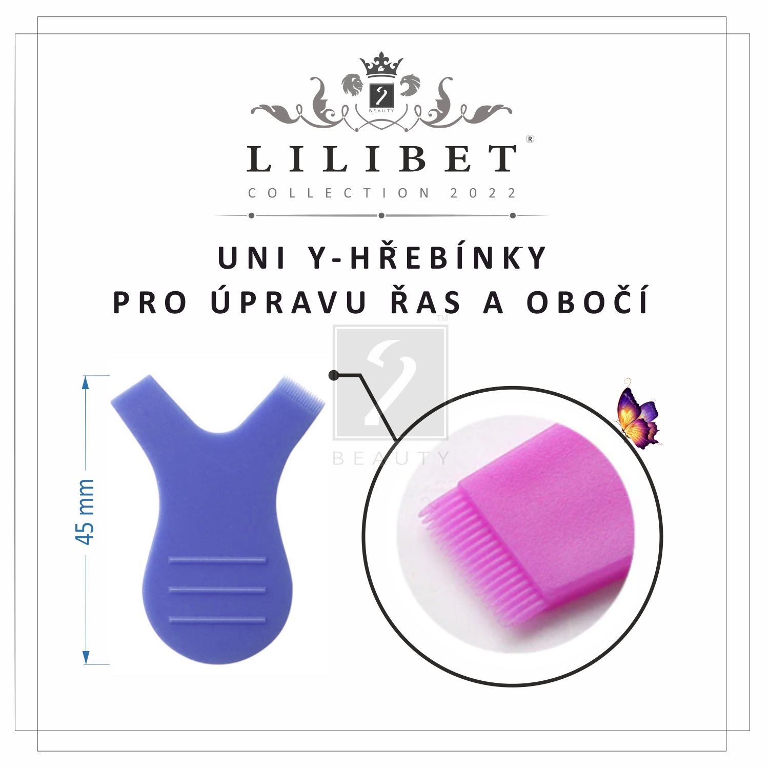 Y univerzální hřebínky pro úpravu řas a obočí, kolekce Lilibet Collection 2022