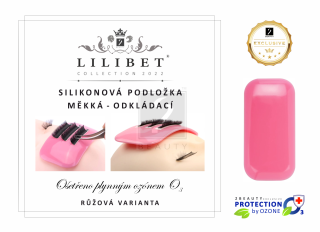 Silikonová podložka, měkká, odkládací na umístění pásků řas a lepidla při aplikaci,, růžová
